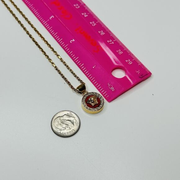 NIB Versace Enamel Medusa Gold Tone Pendant Chain Necklace Women/ Men - Picture 12 of 12